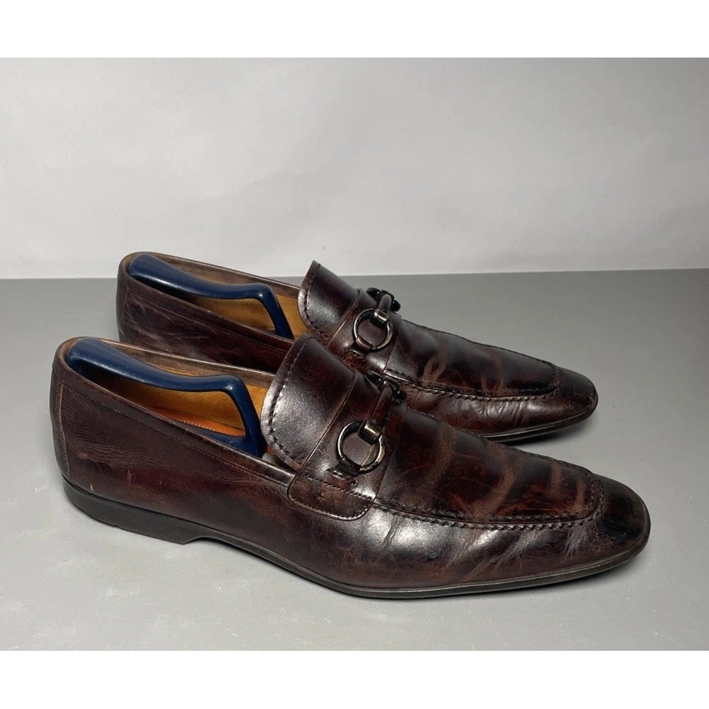 Magnanni Horsebit‎ Strap Distress Leather Loafers Men's Size 9 M